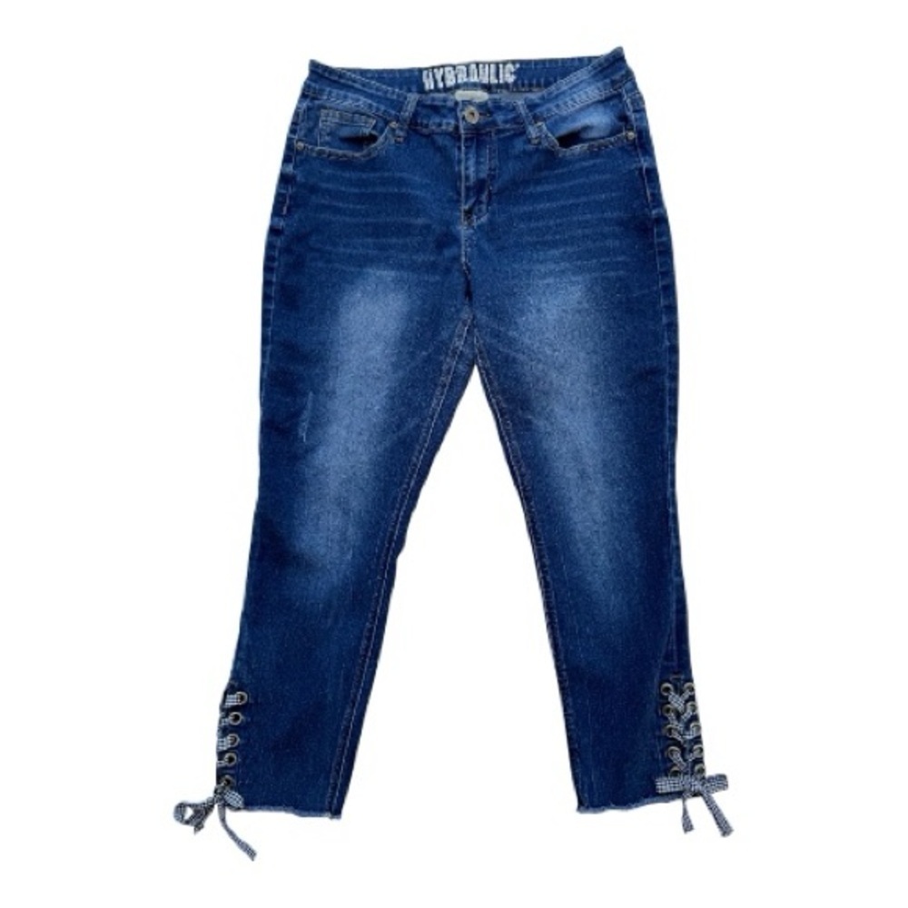 Hydraulic Lace-Up Hem Skinny Jeans Women’s Size 10 Blue Denim